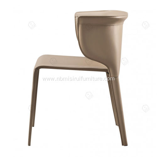 Italian minimalist khaki saddle leather single chairs